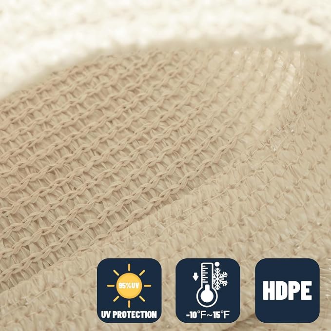 SUNNY GUARD 16' x 16' x 16' Triangle Shade Sail 95% UV Block Outdoor Canopy | - Image 4
