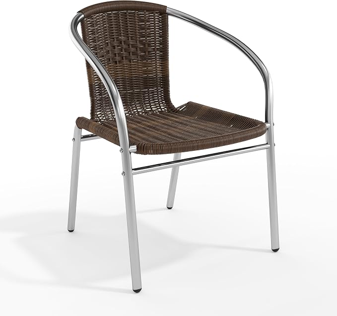 EMMA + OLIVER Dark Brown Metal Indoor-Outdoor Stackable Chair | Poly Resin Seat - Image 3