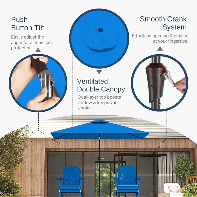 6.5' x 10' Rectangular Patio Umbrella Large Outdoor Market Umbrella w/UV - Image 3