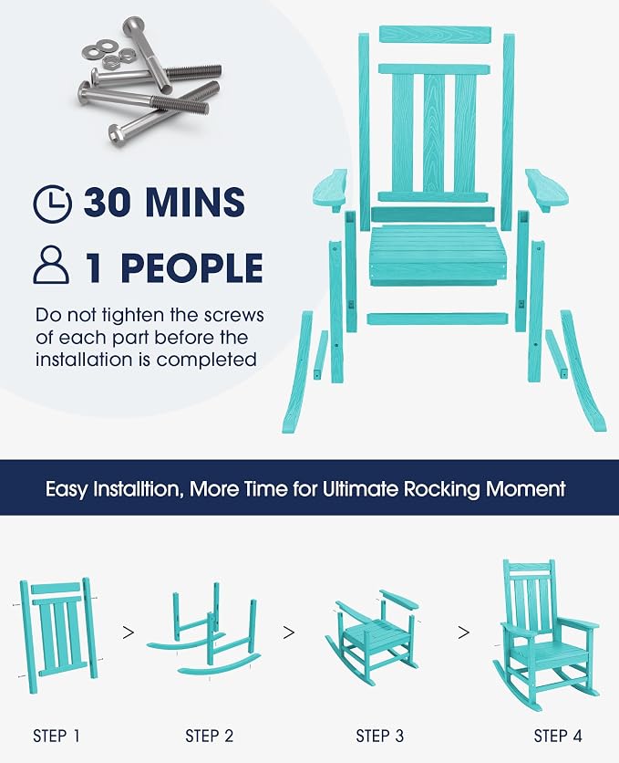 Oversized Outdoor Rocking Chair, HDPE Patio Rockers, Aruba | | All-Weather - Image 7
