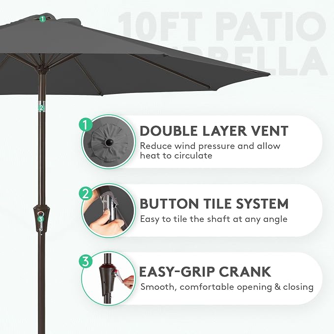 JEAREY 10 ft Outdoor Patio Umbrella w/Tilt and Crank - Image 2
