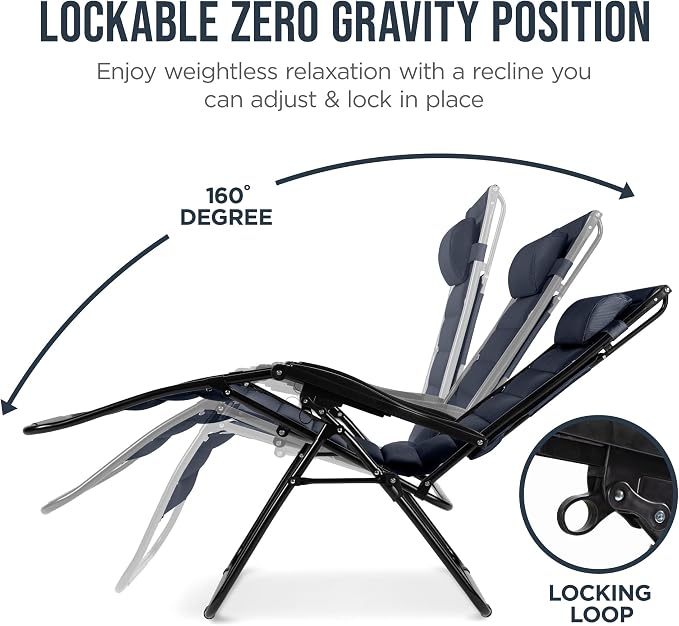Best Choice Products Oversized Padded Zero Gravity Chair w/Canopy Headrest Cup - Image 7