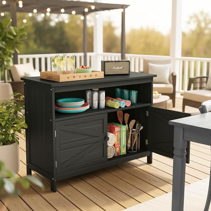 HIPS All-Weather Outdoor Storage Cabinet, Outdoor Sideboard - Image 7
