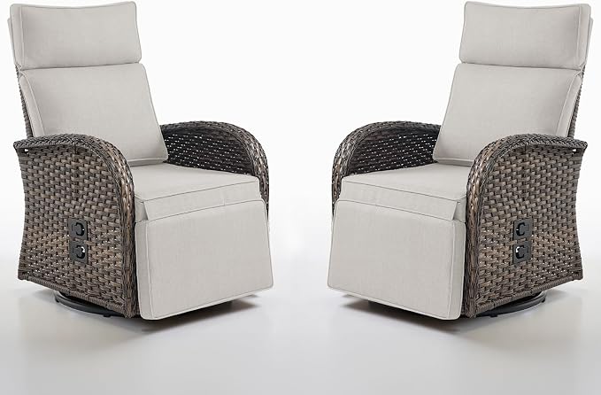 Dual-Adjust Outdoor Swivel Recliner Chair – Reclining Patio Chair by Belord