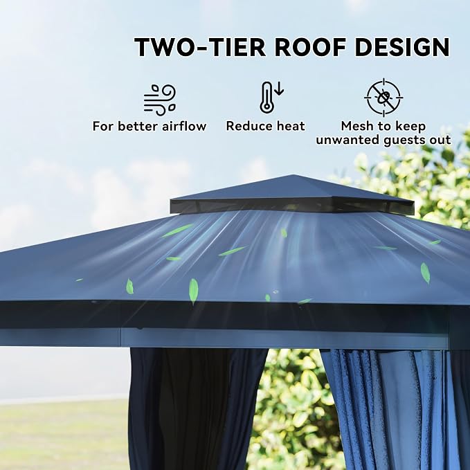 Outsunny 10' x 12' Outdoor Patio Gazebo - Image 3