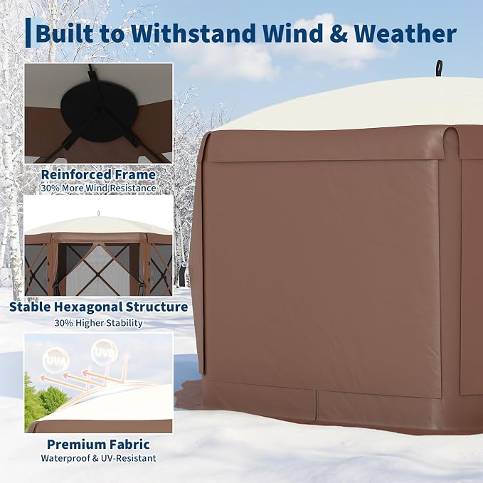 13FT Pop-Up Gazebo Tent with Mesh Netting & Removable Wind Cloths | Outdoor - Image 2
