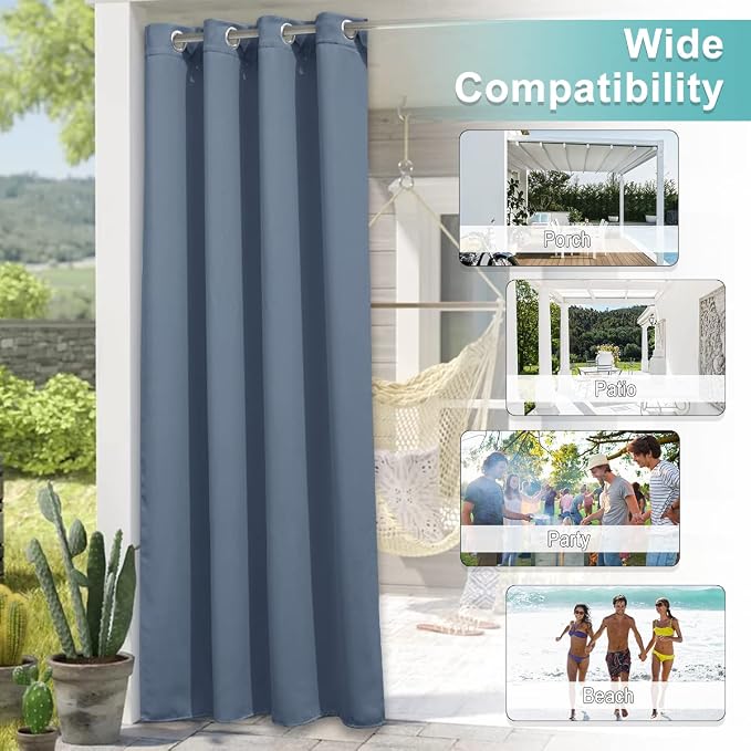 NICETOWN Stone Blue Outdoor Curtain - Image 7