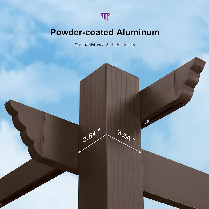 PURPLE LEAF Patio Pergola 10' x 13' Aluminum and Retractable Canopy, - Image 5
