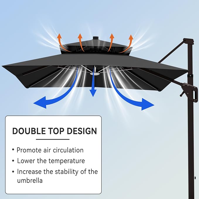 10' X 13' Cantilever Patio Outdoor Umbrella - Image 6