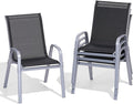 Patio Chairs Set of 4, All Weather Outdoor Dining Chairs | Stackable Dining by Dovov