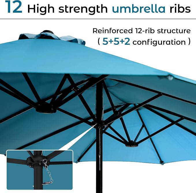 DomeShade 15FT Extra Large Patio Umbrella - Image 8