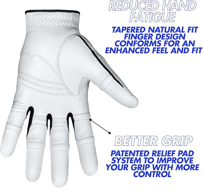 Bionic Men's StableGrip 2.0 Grey Golf Glove - Made from Premium Cabretta Leather