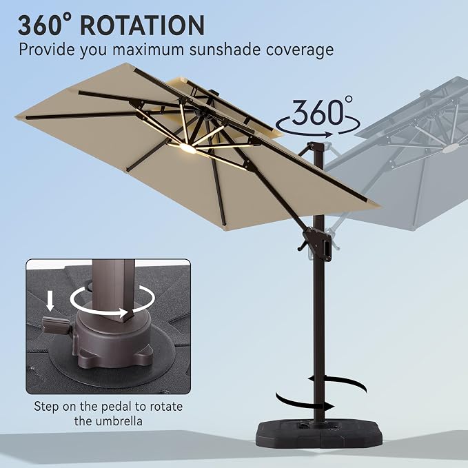 9' X 12' Cantilever Patio Outdoor Umbrella - Image 6