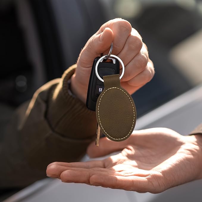 LaserGram Oval Keychain, Golf Ball, Personalized Engraving Included (Rustic with Gold)