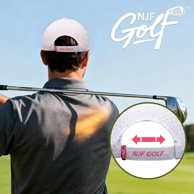 NJF Golf™ Hat Men - Breathable Mens Golf Hats, Adjustable Rope Snapback Cap, Convenient Cap with Tee Holder