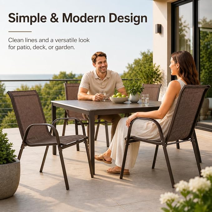 Patio Chairs Set of 4, Stacking Patio Chairs - Image 8