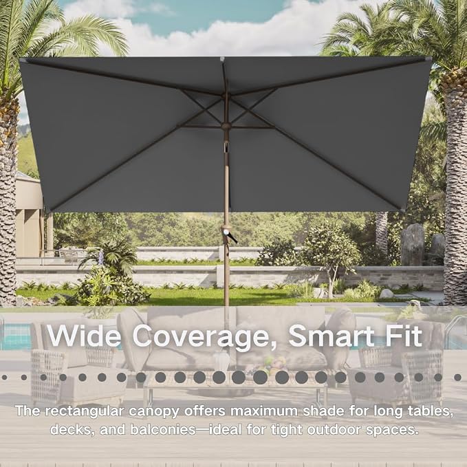 6.5' x 10' Rectangular Patio Umbrella Large Outdoor Market Umbrella w/UV - Image 7