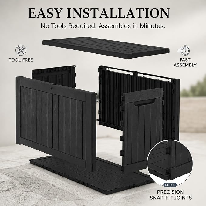 270 Gallon Outdoor Storage Box Resin Deck Box All Weather Waterproof Large - Image 4