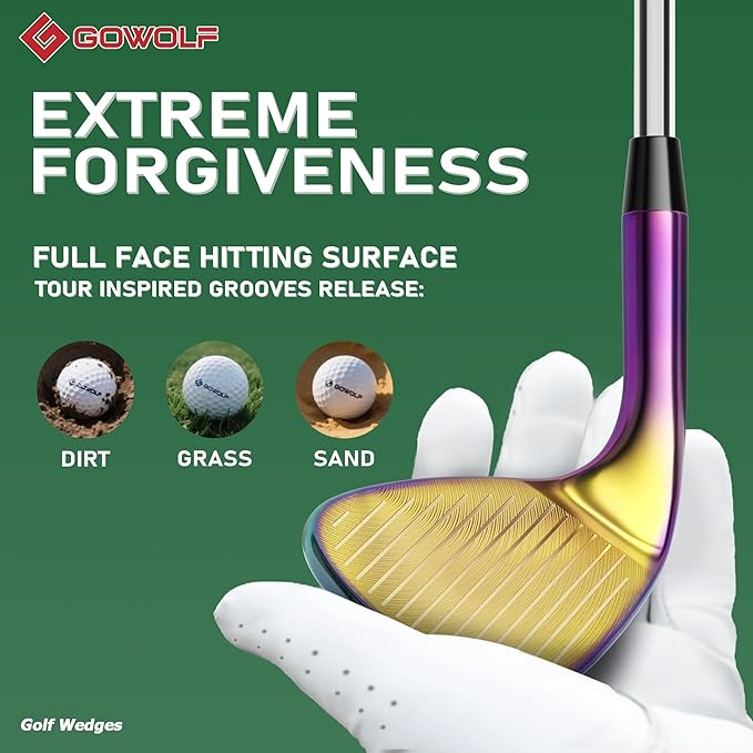 Gowolf Forged Golf Wedges 50/52/54/56/58/60/69 Degree Single or Sets for Men, Right Hand Premium Full Face Gap Wedge Sand Wedge Lob Wedge Golf Club, Great Golf Gifts - CNC Milled Face for More Spin