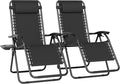 Set of 2 Adjustable Zero Gravity Lounge Chairs Outdoor Recliner w/Cup Holder by TQKVIPI