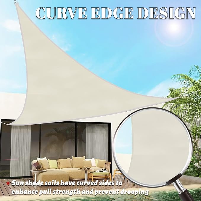 Sun Shade Sail 10'x18'x20.6' Butter Cream Triangle Custom Size | 95% UV Block - Image 3