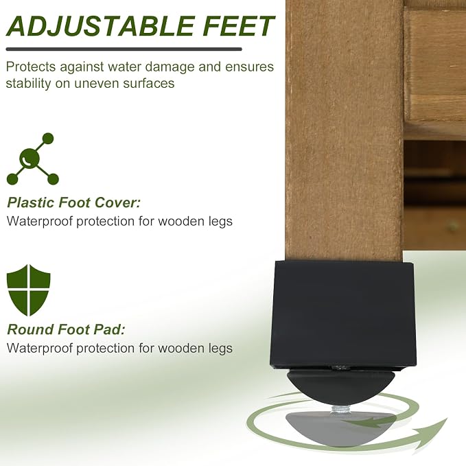 Ketive Small Outdoor Storage Cabinet Wood & Metal, Small Garden Tool Storage - Image 7