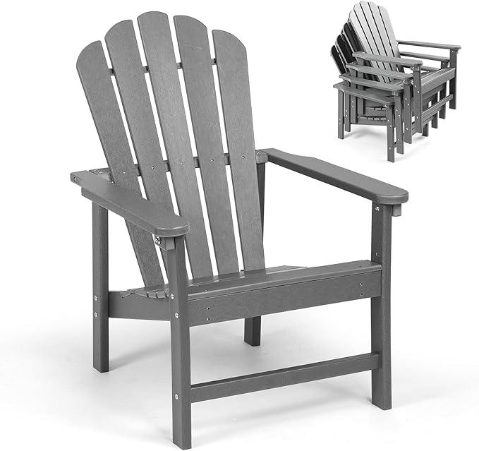 Oversized Stackable Adirondack Chair, HDPE All-Weather Fire Pit Chair | by Mguio