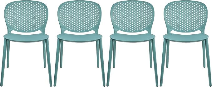 2xhome Set of 4 Patio Dining Chairs | Modern Stackable Outdoor Pool Side Chair by 2xhome