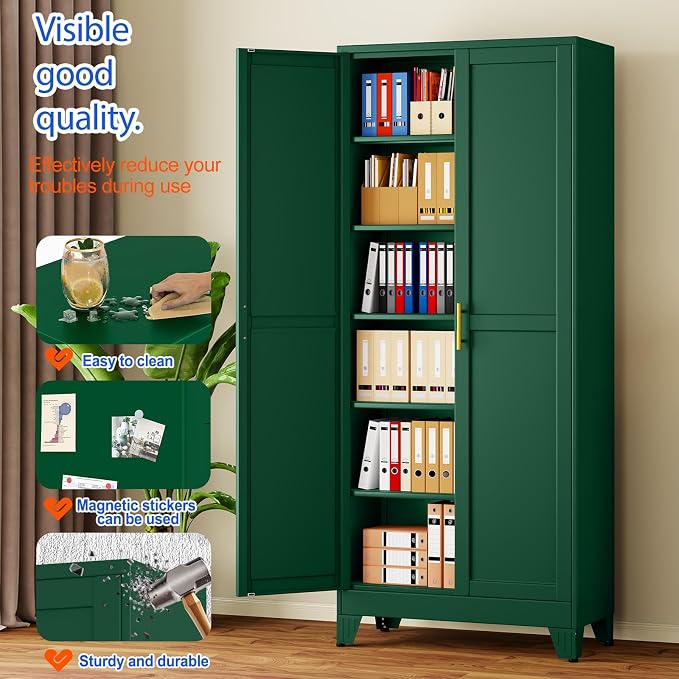 GAIOUS 75'' Tall Metal Garage Storage Cabinet, File Cabinet - Image 3