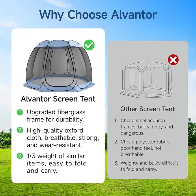 Alvantor Pop Up Screen House Tent, Instant Outdoor Gazebo - Image 2