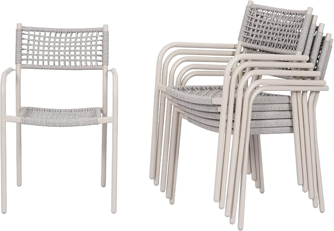 Patio Chairs Set of 6, Stackable Outdoor Dining Chairs by Unknown