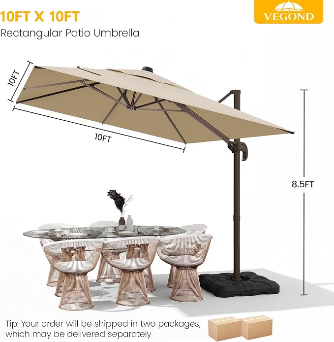 10x10 FT Patio Cantilever Umbrella - Image 2