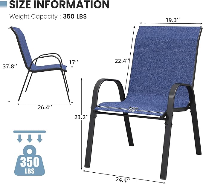 Patio Dining Chairs Set of 4, Outdoor Stackable Dining Chairs High Back - Image 2