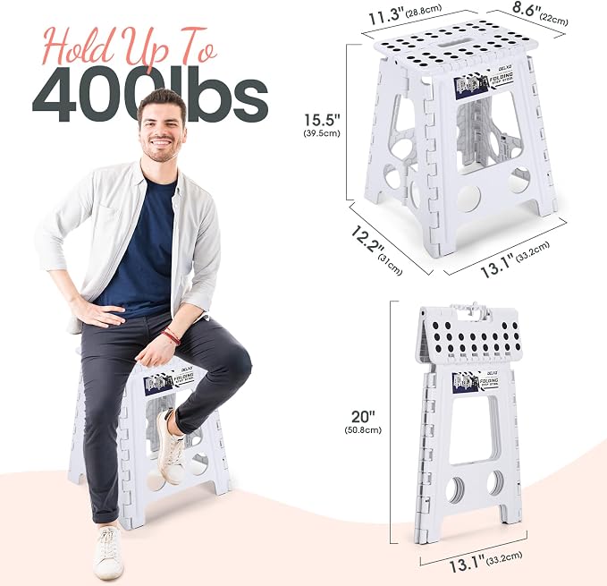 Delxo 16 Inch Folding Step Stool, Foldable Step Stool - Image 2
