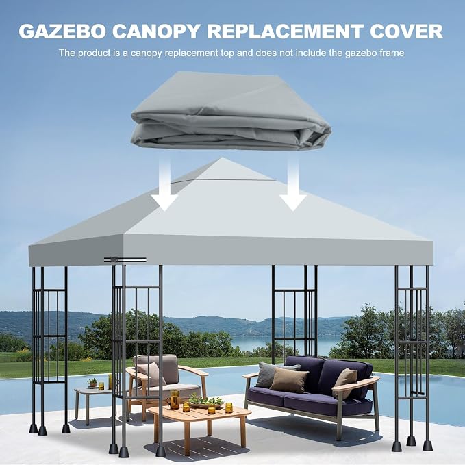 10x10 Gazebo Canopy Replacement Top, 300D High-Density Waterproof Single Layer - Image 4