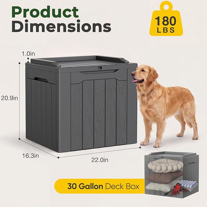 Flamaker 2 Pack Deck Box 31 Gallon Waterproof Resin Storage Box - Image 5