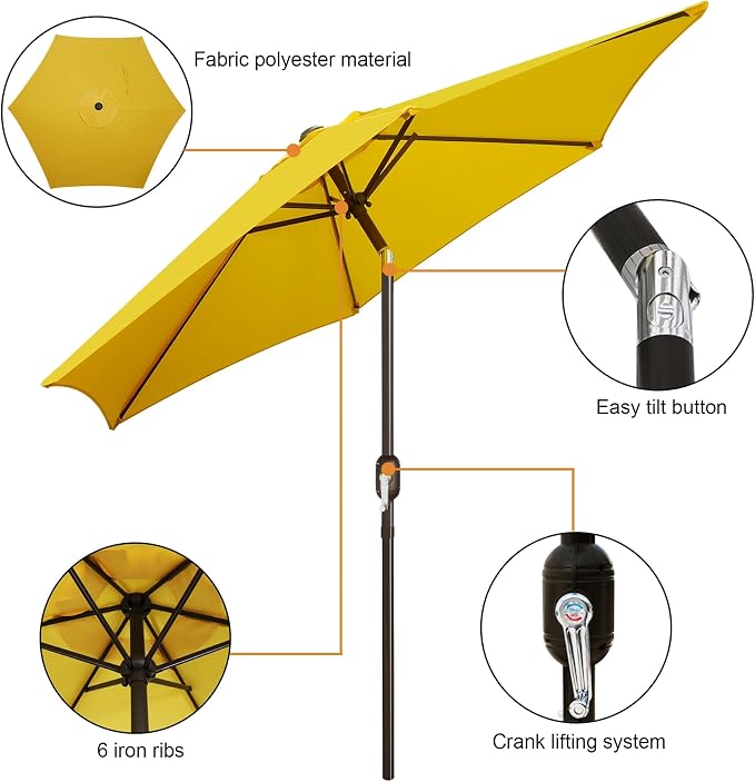 7.5 ft Patio Umbrella, Yard Umbrella, Outdoor Market Umbrella - Image 2