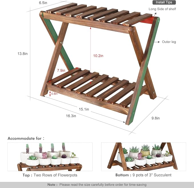 Small Plant Stand Shelf 2 Tier Desk Table Top Flower Succulent Stand | Indoor - Image 4