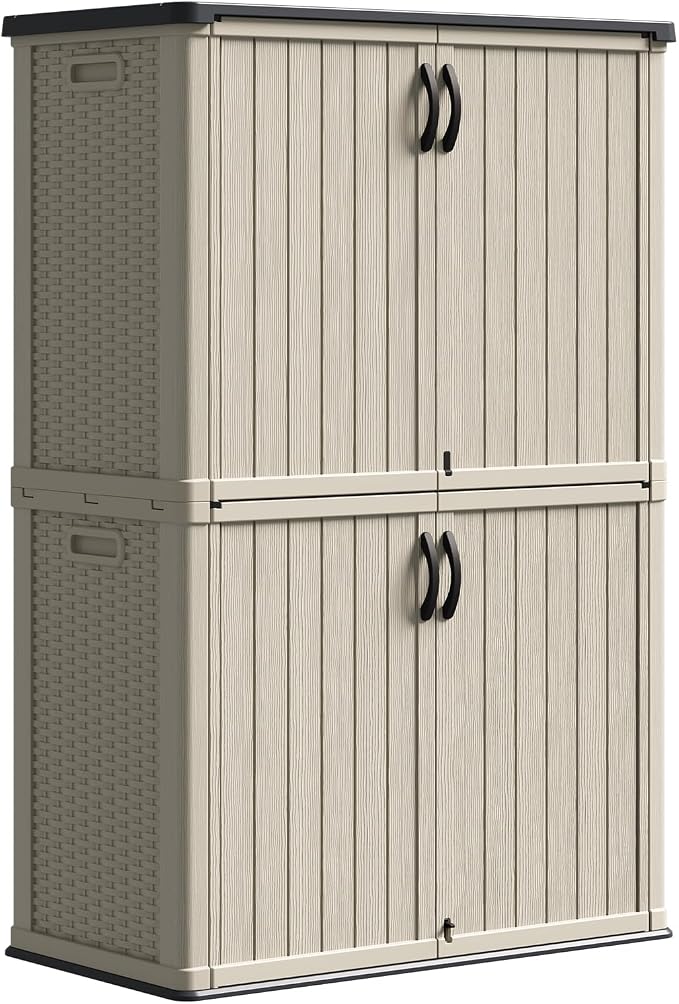 Patiowell 50 cu.ft Plastic Vertical Outdoor Storage Shed, Waterproof Resin by Patiowell