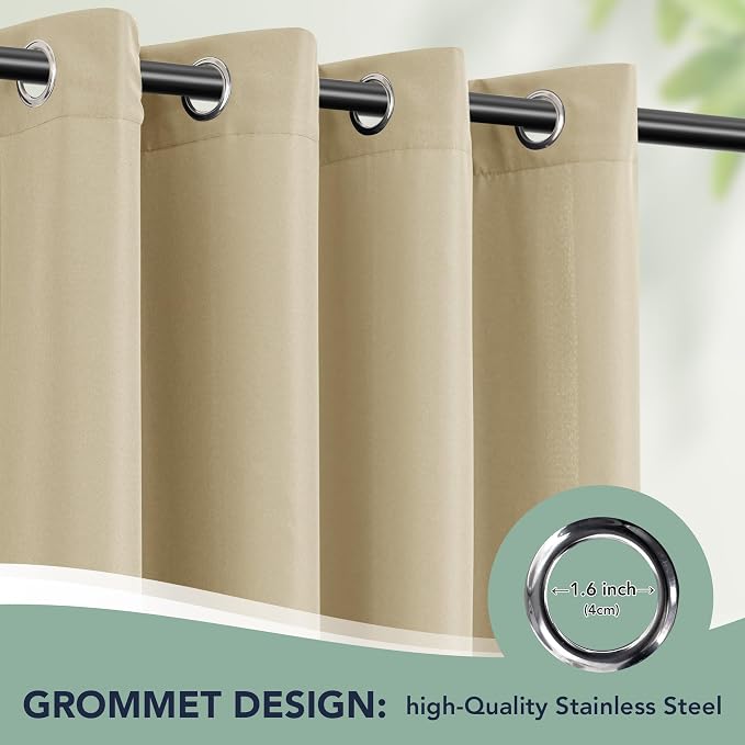 Outdoor Curtains for Patio Waterproof, 6 Drape Panels | Privacy & Weatherproof - Image 6