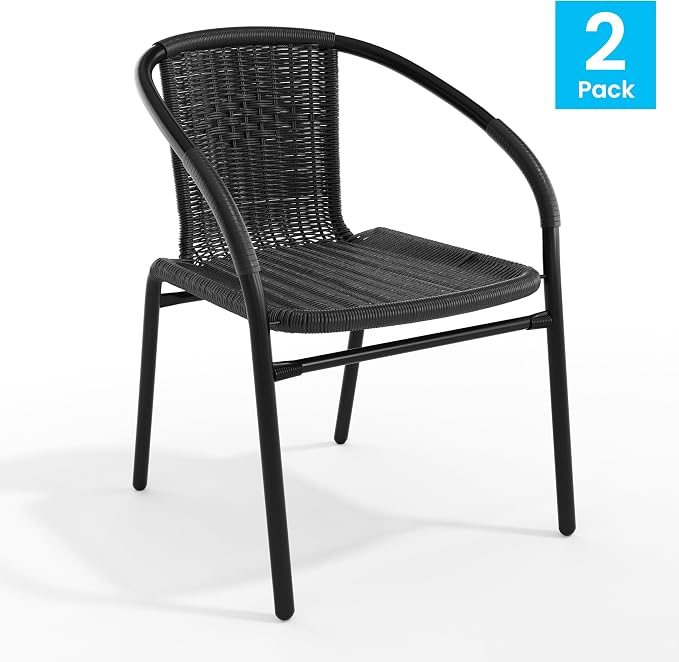 Flash Furniture Modern Rattan Indoor/Outdoor Restaurant Dining Chairs, - Image 4