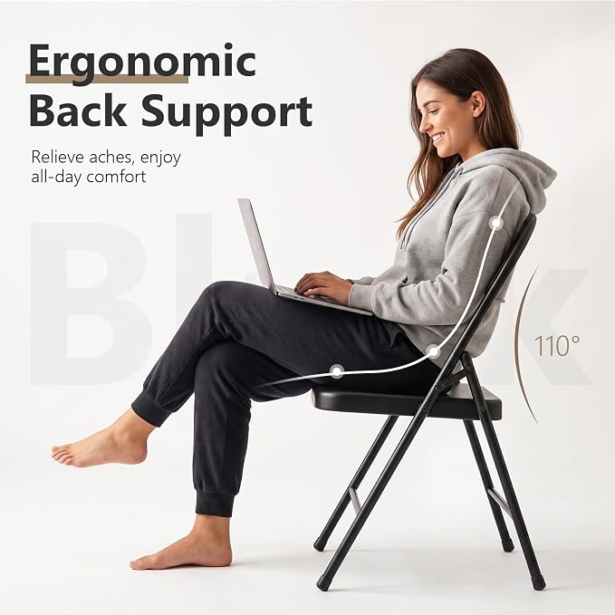 4 Pack All Metal Folding Chairs, Heavy Duty Foldable Chair Waterproof Resistant - Image 4