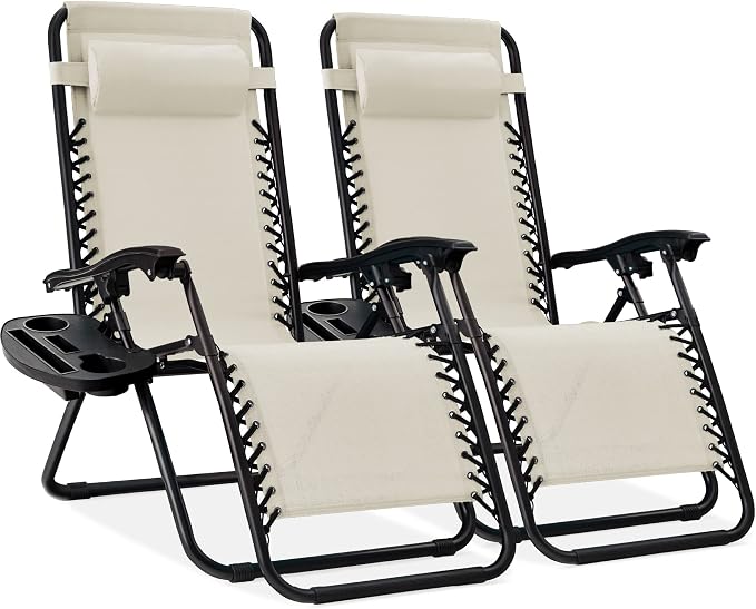 Best Choice Products Set of 2 Adjustable Steel Mesh Zero Gravity Lounge Chair by Unknown