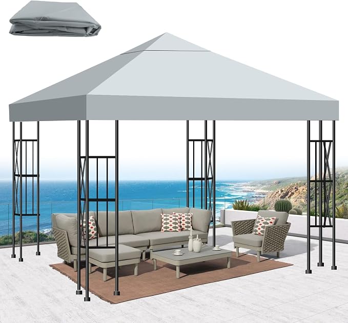 10x10 Gazebo Canopy Replacement Top, 300D High-Density Waterproof Single Layer by Bsteciar