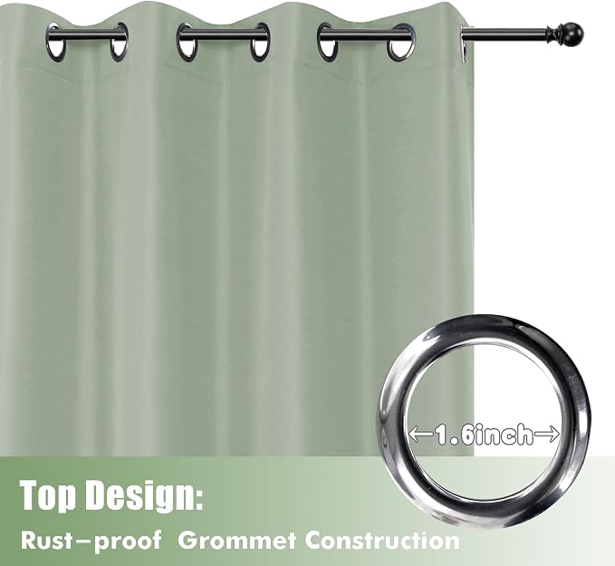 Outdoor Curtains for Patio Waterproof 6 Pcs 54x95 Inch Sage Green | Outsides - Image 4