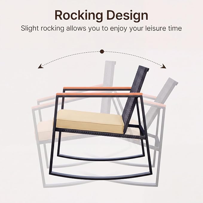 Gizoon 3 Pieces Rocking Patio Bistro Set | - Image 5