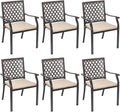Patio Stackable Dining Chairs Set of 6, Outdoor Metal High Back Chairs Set by Aoodor
