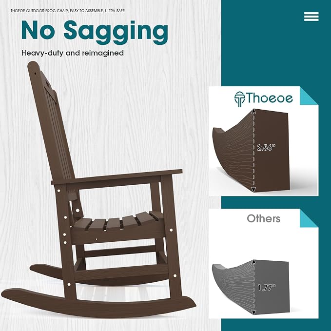 THOEOE Outdoor Rocking Chairs Set of 4, Oversized Patio Rocking Chair | HDPE - Image 6