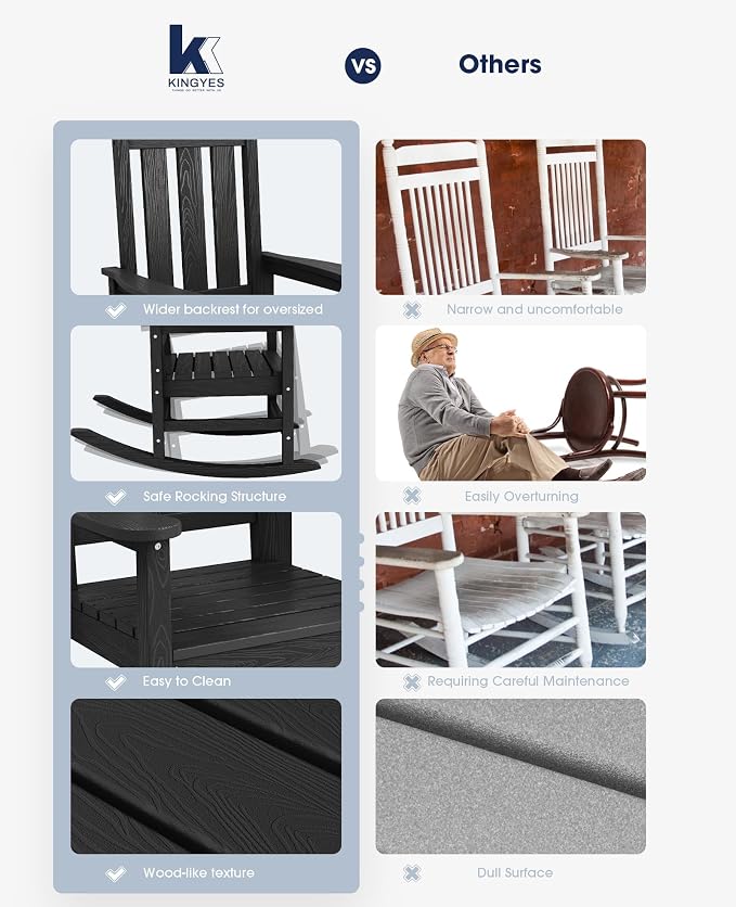 Oversized Outdoor Rocking Chair, HDPE Patio Rockers - Image 9
