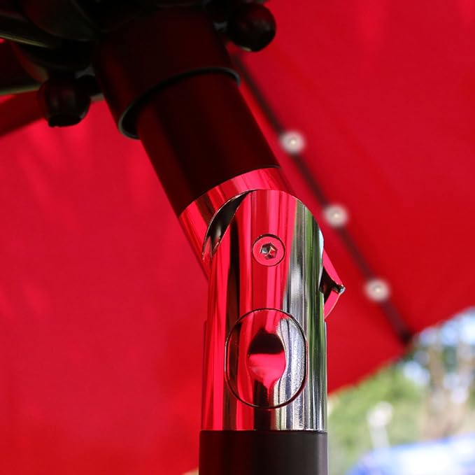 Sunnyglade 9' Solar LED Patio Umbrella, 8 Ribs, Tilt & Crank | 9Ft Patio - Image 3